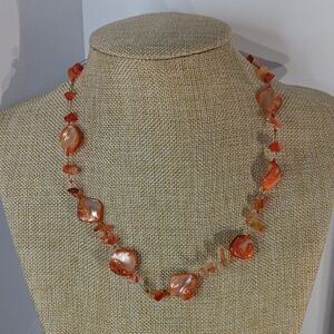 Source Unknown Orange and Red Beaded Necklace